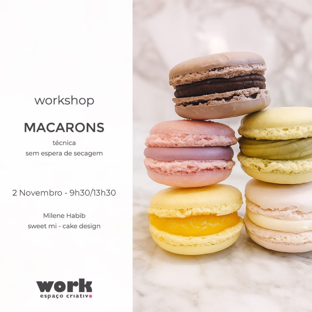 Macarons artesanais no workshop no Work Espaço Criativo no Porto