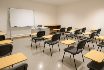 Sala Teórica para Aluguer no Work Espaço Criativo magem da sala teórica disponível para aluguer no Work Espaço Criativo, ideal para formações, reuniões ou workshops no Porto